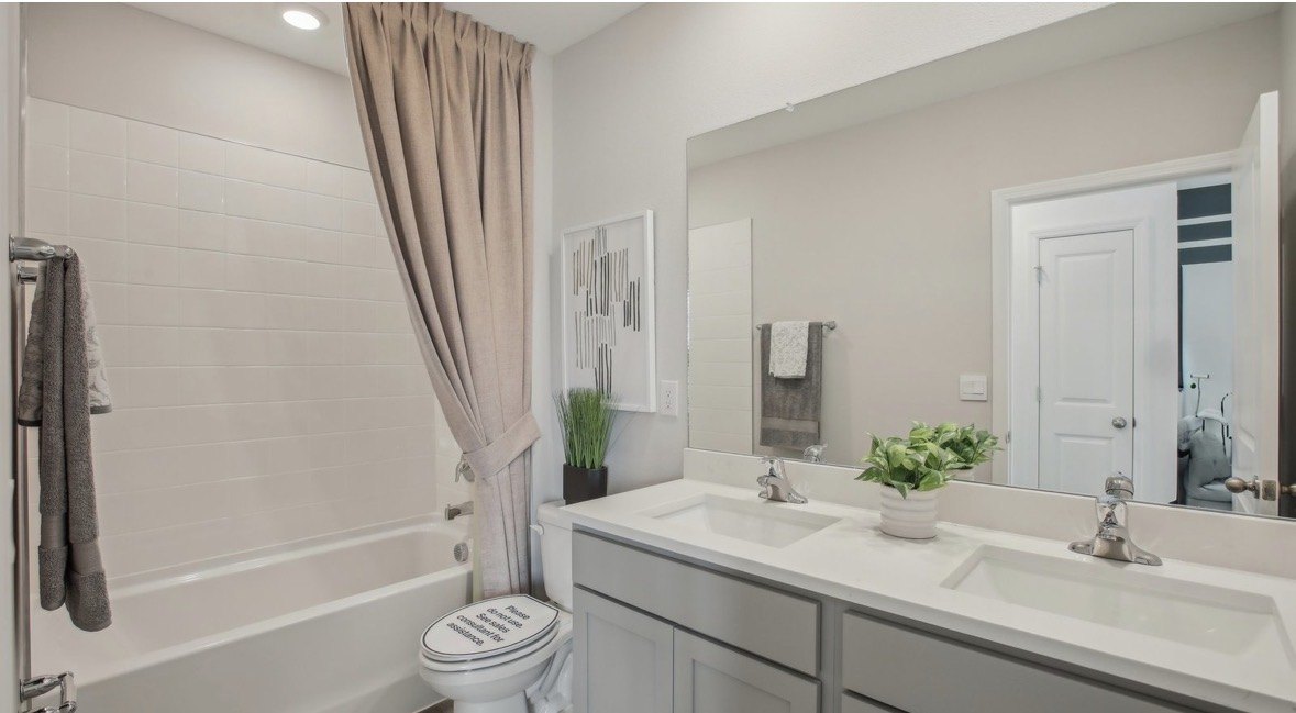 Contemporary bathroom with double vanity